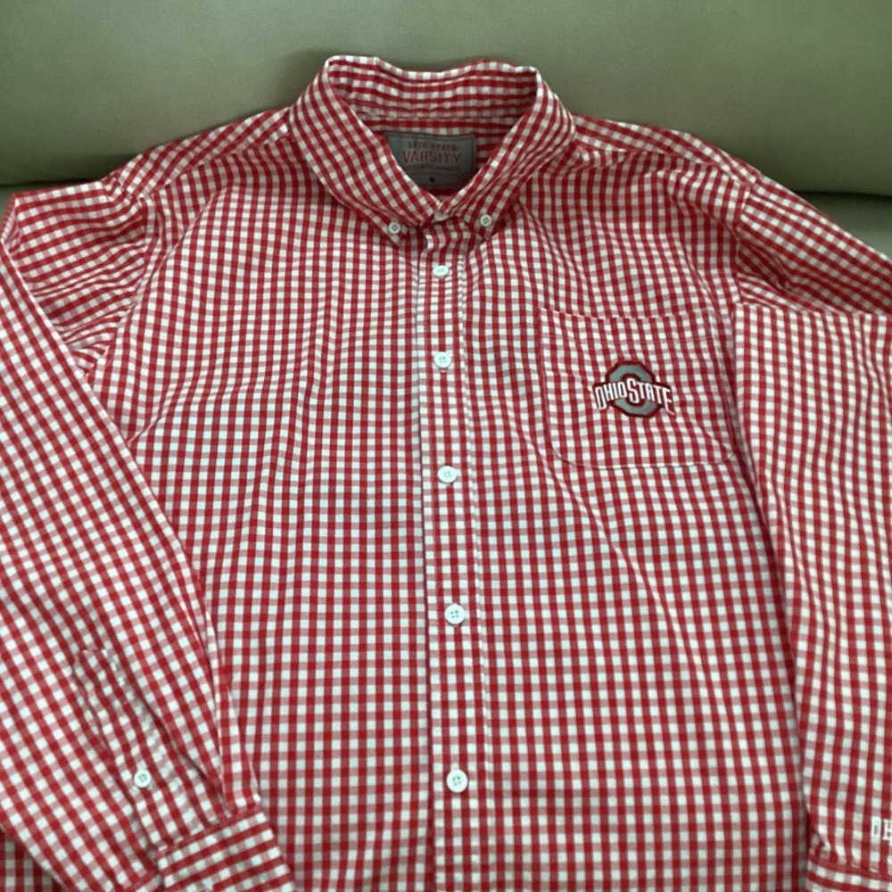 Men’s Ohio State logo Long sleeve button down collar Shirt Ohio State Varsity Br
